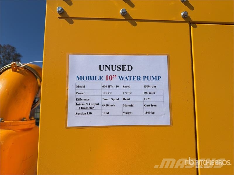 600HW 10" Mobile water pump with piping Trailer-Mo Vodní čerpadla