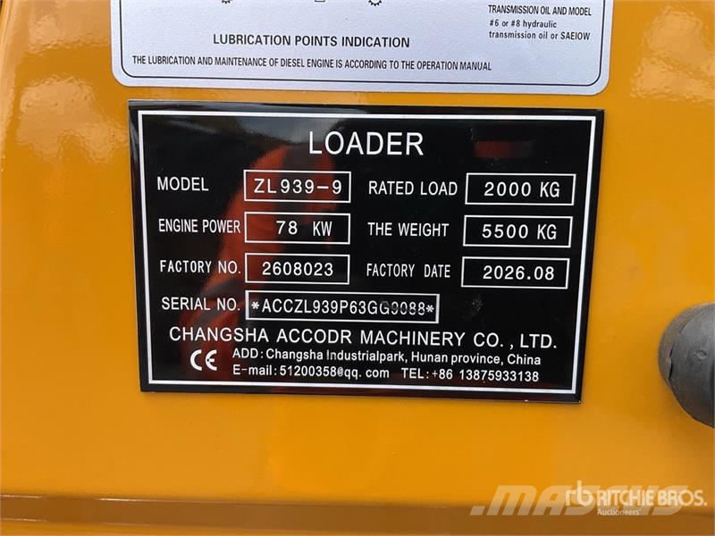  Accodr ZL939-9 Cargador sobre Neumaticos (Sin Usar Utovarivači na točkove