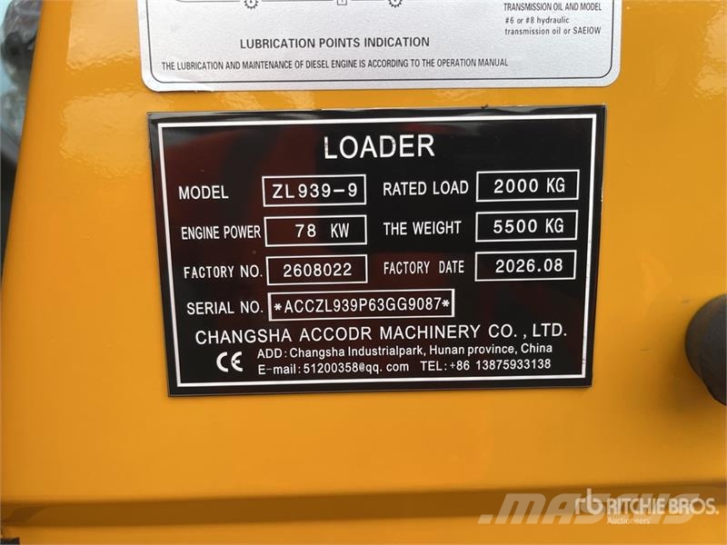 Accodr ZL939-9 Cargador sobre Neumaticos (Sin Usar Rataslaadurid