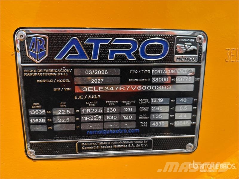 Atro 40 ft T/A Semirremolque Portacontenedor / Con Kontejnerske prikolice