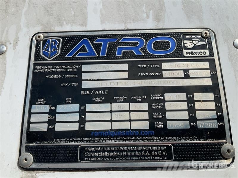 Atro 53 ft x 102 in T/A Caja Seca / Van Trailer Прицепы-фургоны
