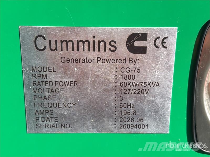 Cummims CG-75 75 kVA Planta de Luz (Sin Usar) / Ge Diesel Generatoren