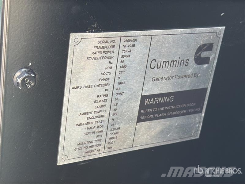 Cummims CG-75 75 kVA Planta de Luz (Sin Usar) / Ge Diesel Generatoren