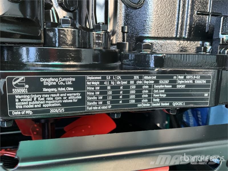 Cummins CS100 100 kVA Skid-Mounted Planta de Luz (Sin Usar Dizel generatori