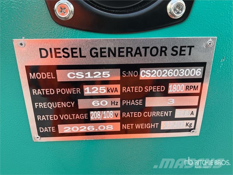 Cummins CS125 125 kVA Skid-Mounted Planta de Luz (Sin Usar Dizel generatori