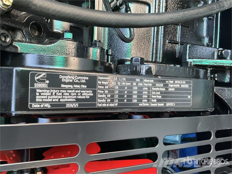 Cummins CS125 125 kVA Skid-Mounted Planta de Luz (Sin Usar Dizel generatori