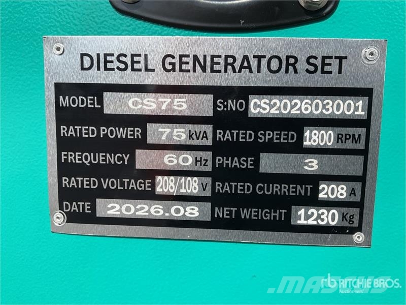 Cummins CS75 75 kVA Skid-Mounted Planta de Luz (Sin Usar)  Dizel generatori