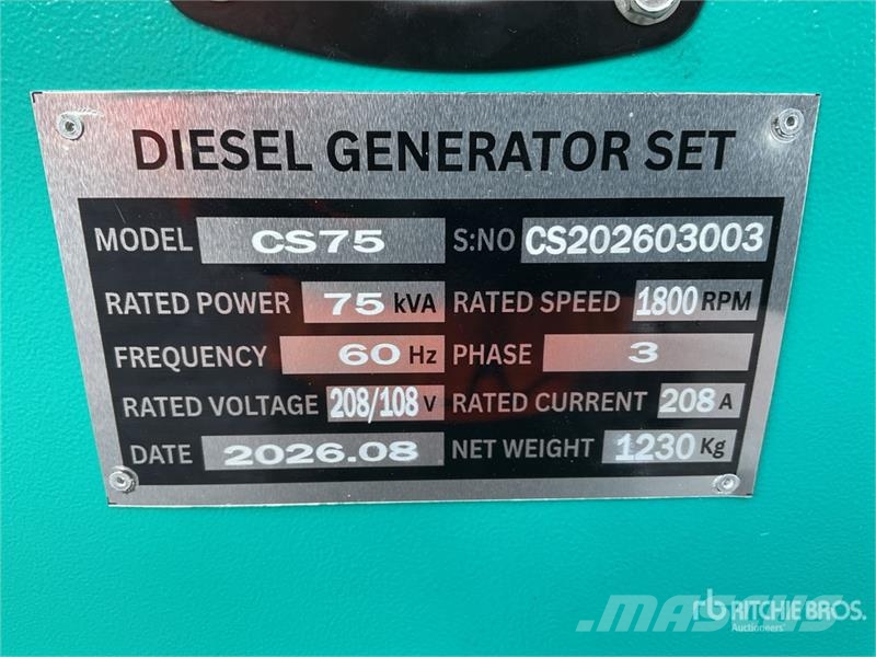 Cummins CS75 75 kVA Skid-Mounted Planta de Luz (Sin Usar)  Dizel generatori