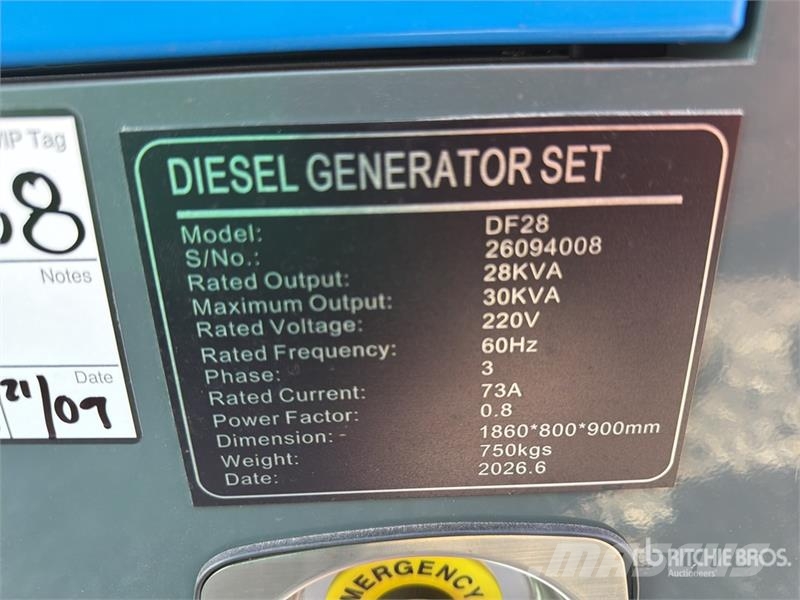 DF28 28 kVA Skid-Mounted Planta de Luz (Sin Usar) Diesel Generatoren