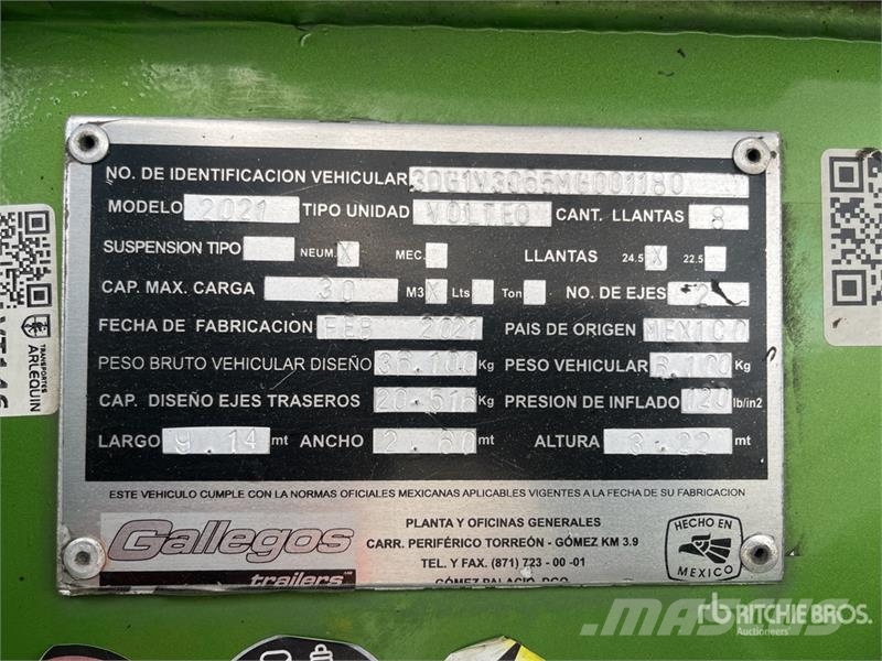  Gallegos 28 ft T/A Semirremolque de Volteo / End D Самосвальные прицепы