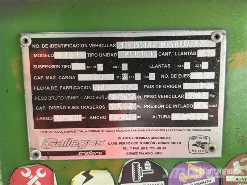  Gallegos 28 ft T/A Semirremolque de Volteo / End D مقطورات قلابة