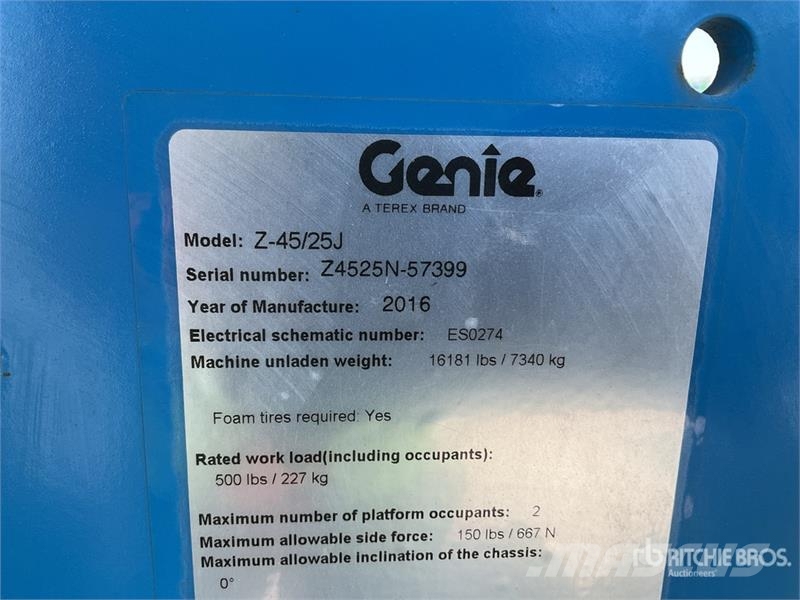 Genie Z4525J 2WD Electric Elevador Articulado / Articula Articulated boom lifts