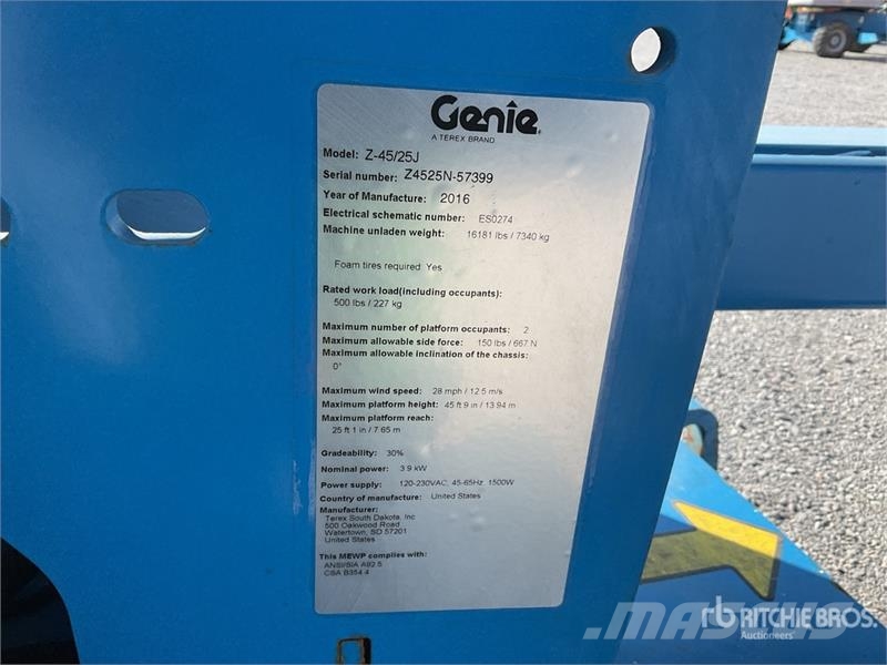 Genie Z4525J 2WD Electric Elevador Articulado / Articula Articulated boom lifts