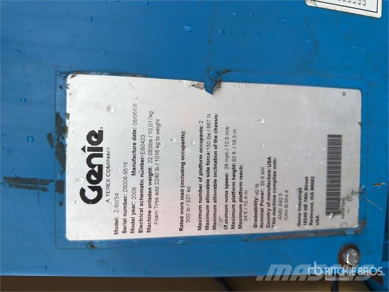 Genie Z6034 4WD Diesel Elevador Articulado / Articulatin Zglobne dvižne ploščadi