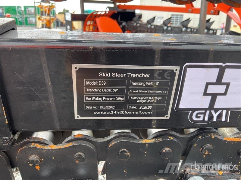 GIYI D39 8 in Zanjadora para Minicargador (Sin Usa Rovokopači freze za kanale Trenčeri