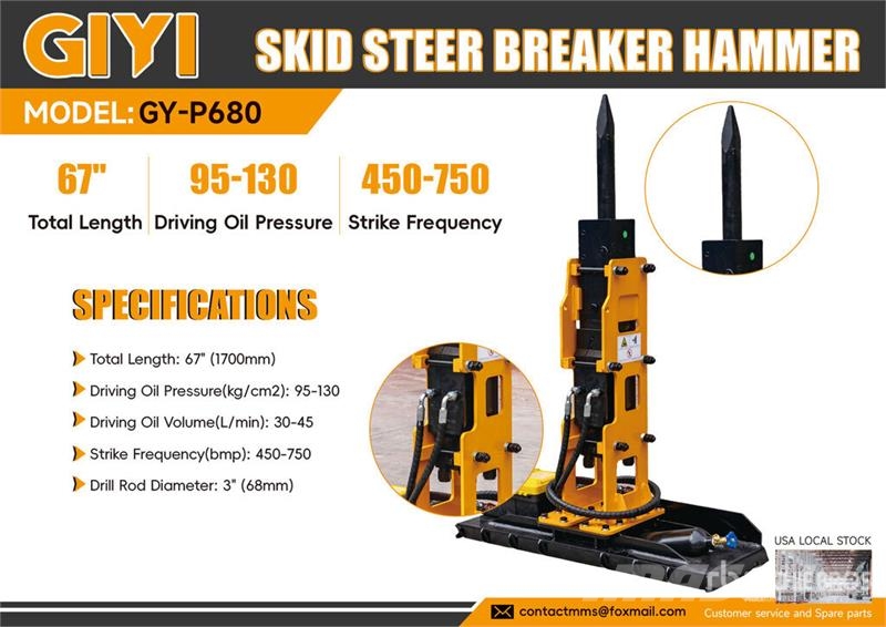  GIYI P680 Martillo Hidraulico para Minicargador (  مطارق / كسارات