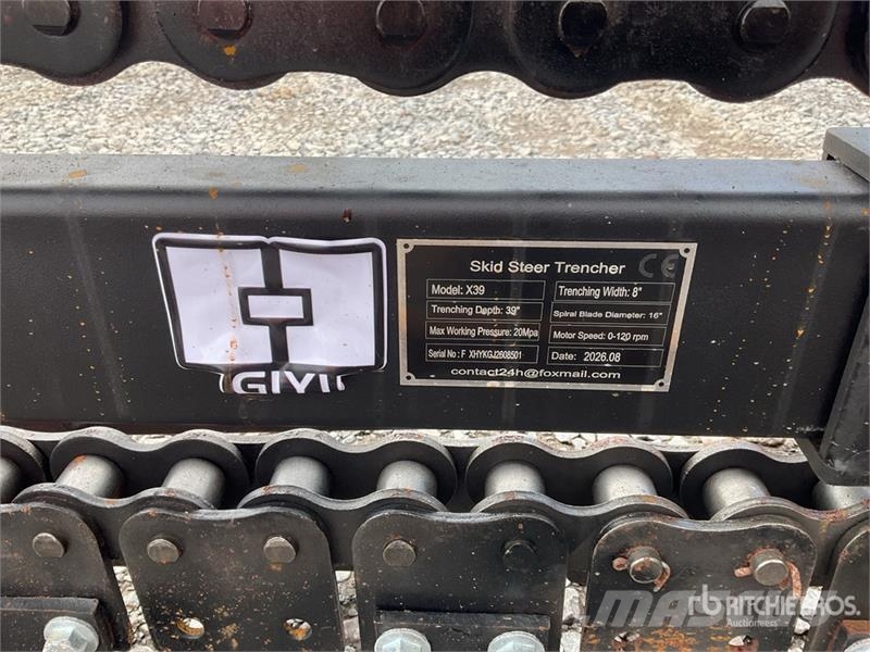 GIYI X39 8 in Zanjadora para Minicargador (Sin Usa Rovokopači freze za kanale Trenčeri