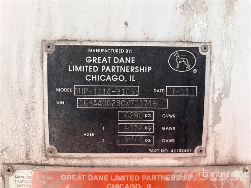 Great Dane 53 ft T/A Caja Seca / Refrigerated Trailer Piekabes ar temperatūras kontroli