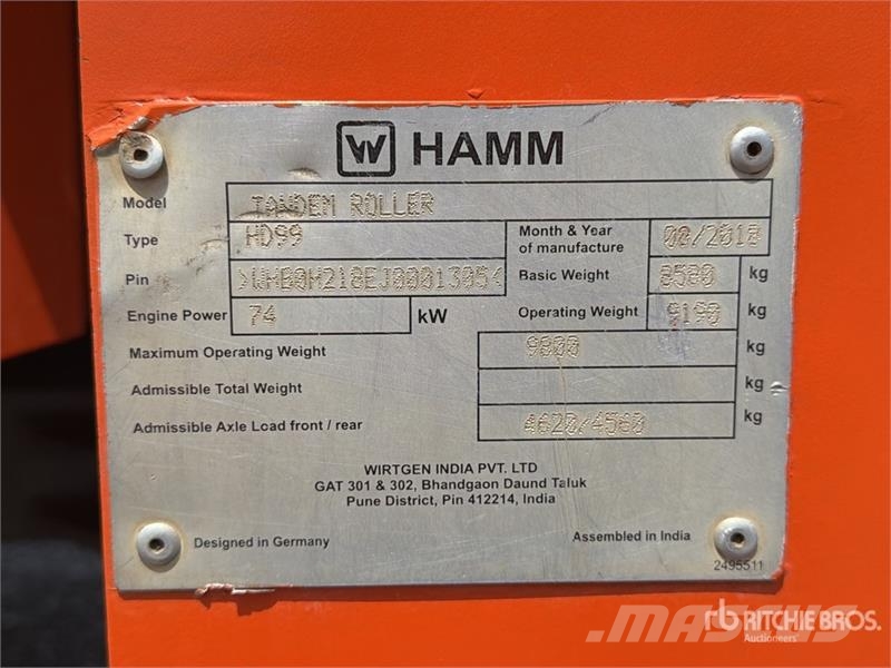 Hamm HD99 Rodillo Doble / Double Drum Roller Tandemwalzen
