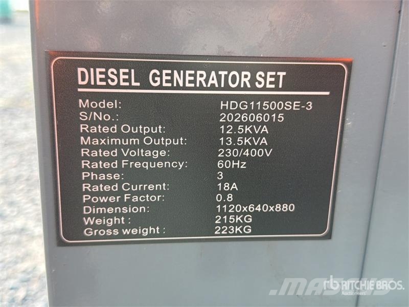 HDG11500SE-3 12.5 kVA Mobile Planta de Luz (Sin Us Diesel Generatoren