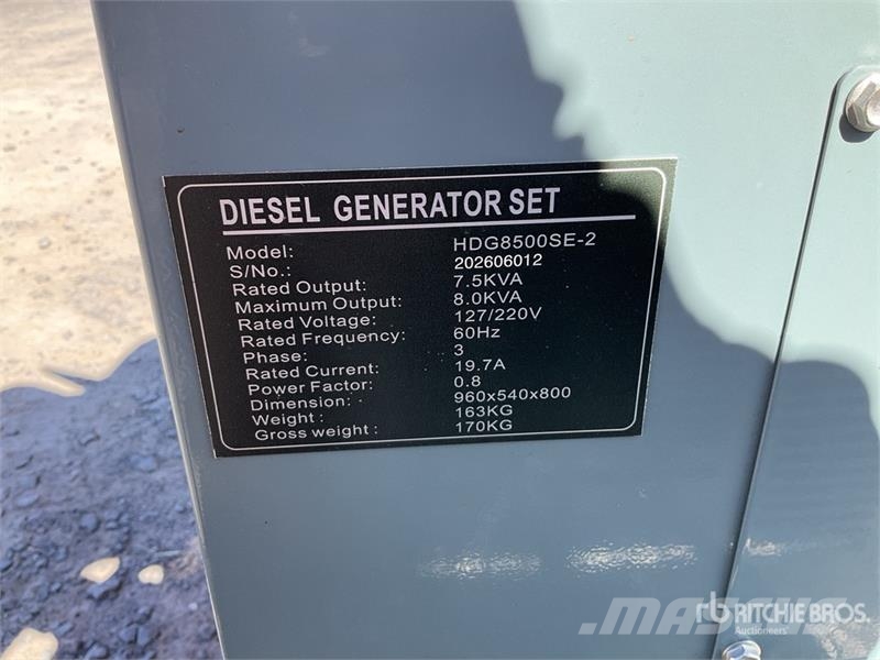  HDG8500SE-2 7.5 kVA Mobile Planta de Luz (Sin Usar Generadores diésel