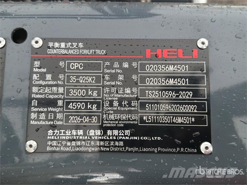 Heli CPC35-Q25K2 7700 lb Pneumatic Tire Montacargas (Si Montacargas - otros