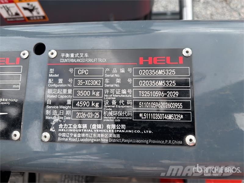 Heli CPC35-XC30K2 7700 lb Pneumatic Tire Montacargas (S Інше