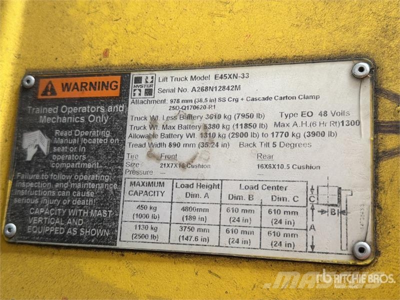 Hyster E45XN-33 4350 lb Montacargas Electrico / Electric  Електронавантажувачі