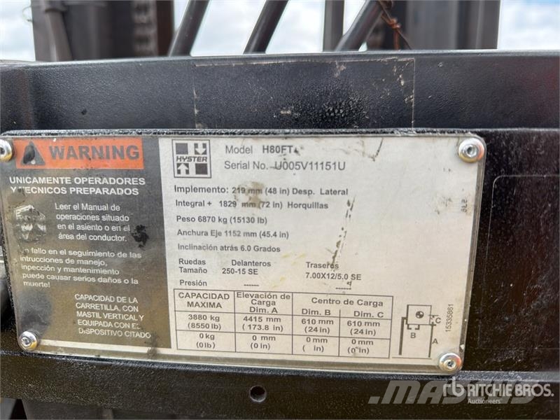 Hyster H80 FT 8550 lb Cushion Tire Montacargas / Forklift Другие складские механизмы