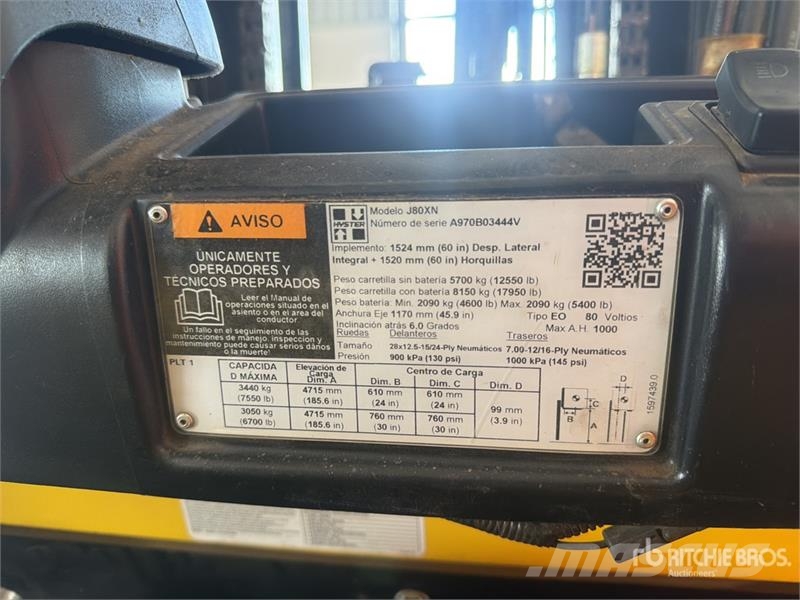 Hyster J80XN 7550 lb Montacargas Electrico / Electric For Електронавантажувачі