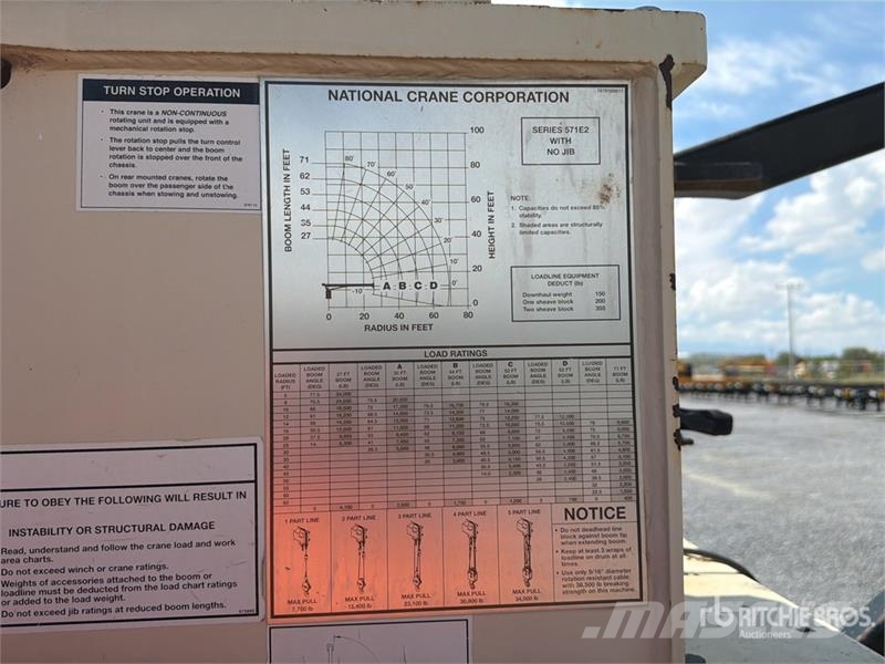 International 500E2 34000 lb Straight Boom on International 4200 Vlakke laadvloer met kraan