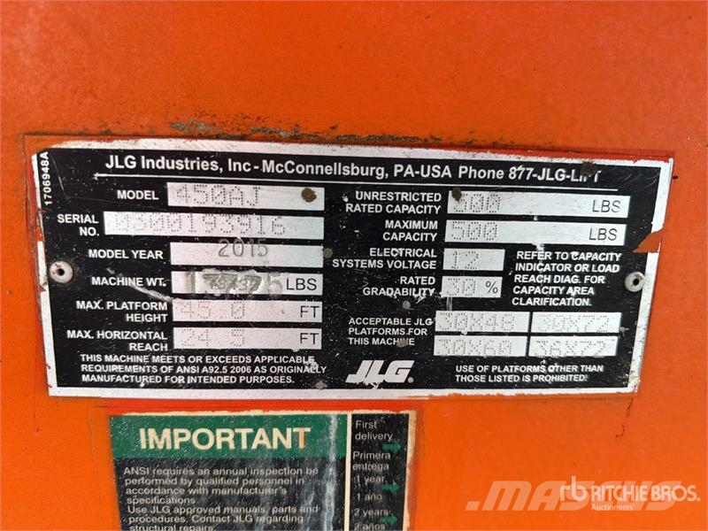 JLG 450AJ 2WD Diesel Elevador Articulado / Articulatin Karos emelők