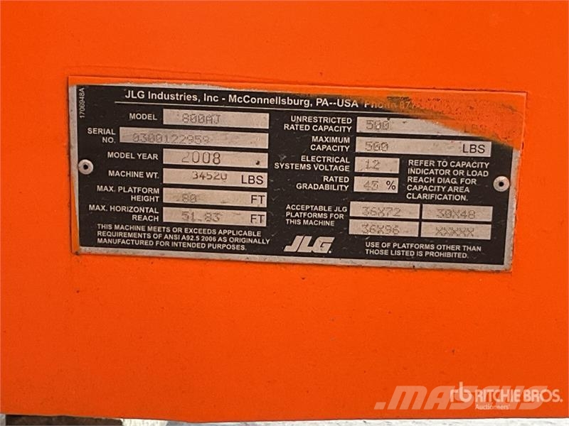 JLG 800AJ 4WD Elevador Articulado / Articulating Boom Колінчаті підйомники