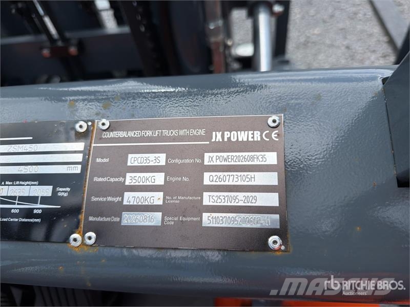  JX POWER CPCD35-3S 7700 lb Pneumatic Tire Forklift Інше