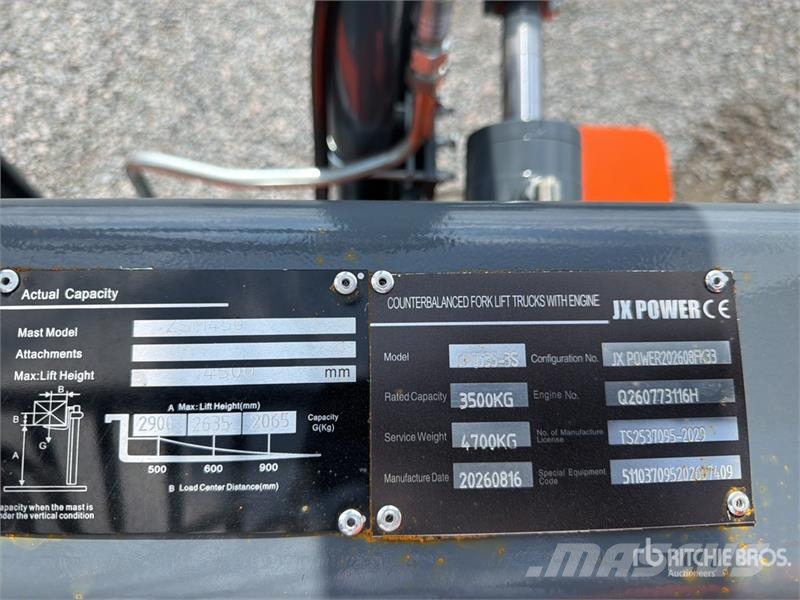  JX POWER CPCD35-3S 7700 lb Pneumatic Tire Forklift Montacargas - otros