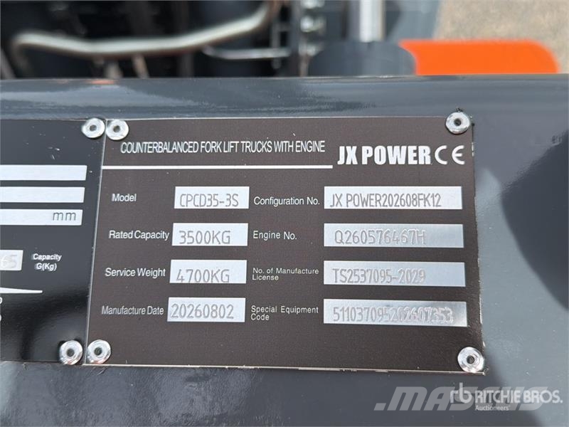 JX Power CPCD35-3S 7700 lb Montacargas (Sin Usar) Інше