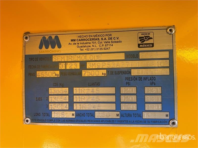 M&M Marroking 45.5 ton 53 ft Tri/A Plataforma / Flatbe Planhengere