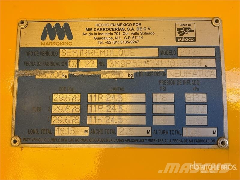 M&M Marroking 48.7 ton 53 ft Tri/A Plataforma / Flatbe Planhengere