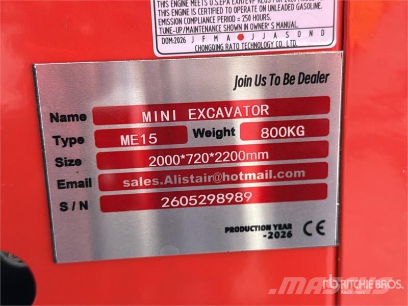  ME15 Gasoline Mini Excavator (Unused) Mini kotrók < 7t