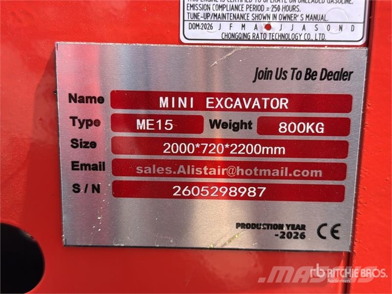  ME15 Miniexcavadora (Sin Usar) / Mini Excavator (U Miniekskavaatorid < 7 t