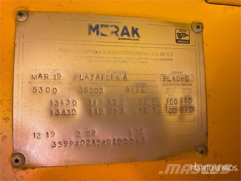 Merak PL40HC 40 ft T/A Plataforma / Flatbed Traile Platformas/izkraušana no sāniem