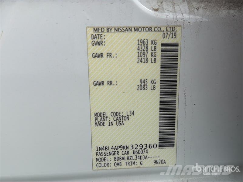 Nissan Altima Automovil / Automobile Kistehergépjárművek