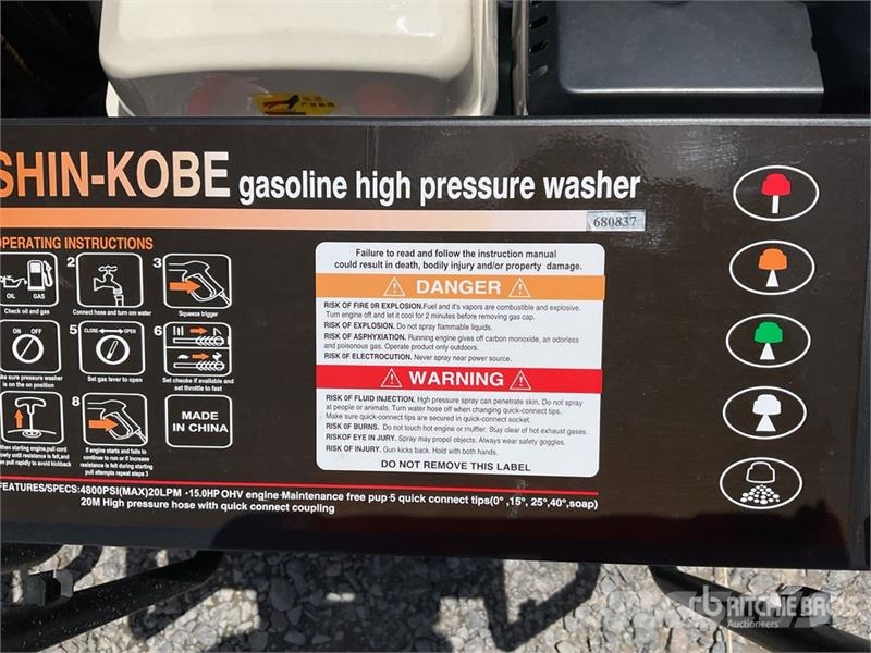  Quantity of (2)  Shin Kobe 4800PSI Lote de Lavador Düsük basinçli yikama makinalari