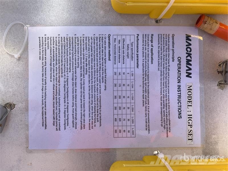 Quantity of (3) Mackman GPSET Hydraulic Lote de E ماكينات منفعة عامة