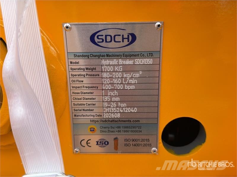 SDCH 1350 Martillo Hidraulico (Sin Usar) / Hydraul Hidrauliniai kūjai / Trupintuvai