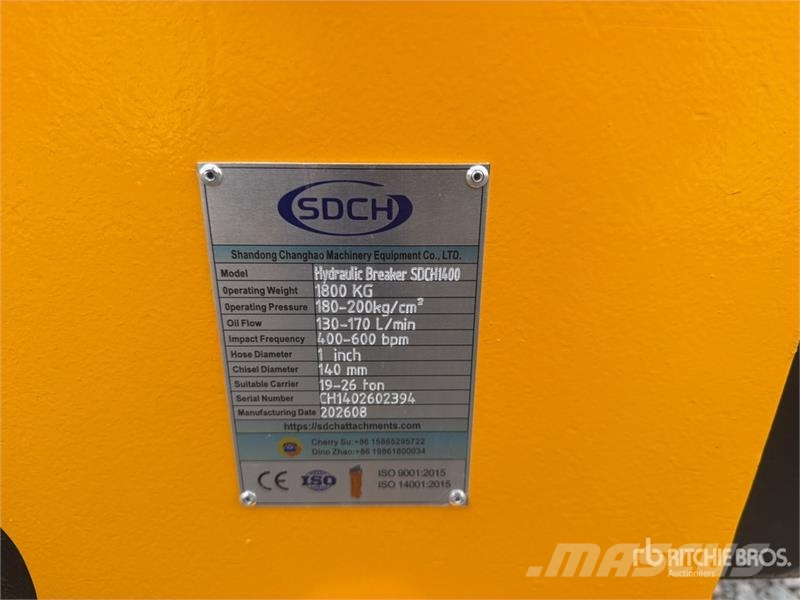 SDCH 1400 Martillo Hidraulico (Sin Usar) / Hydraul Hidrauliniai kūjai / Trupintuvai