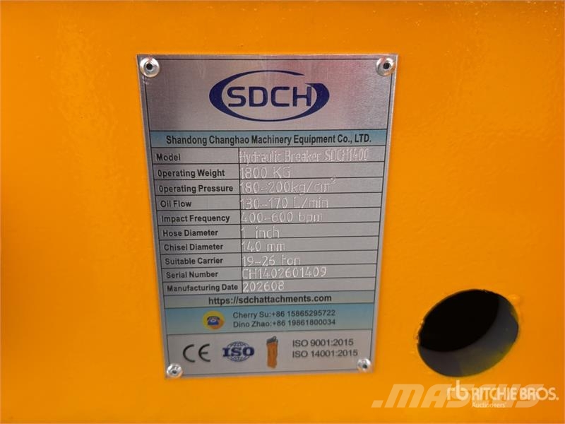 SDCH 1400 Martillo Hidraulico (Sin Usar) / Hydraul Hidrauliniai kūjai / Trupintuvai