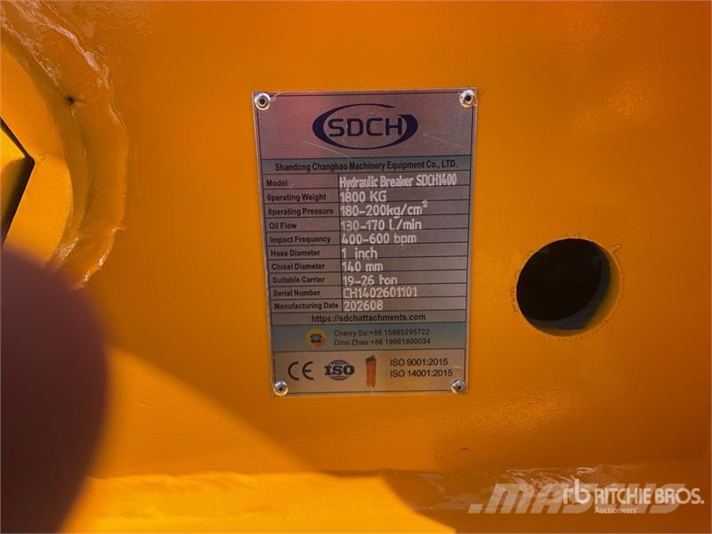  SDCH 1400 Martillo Hidraulico (Sin Usar) / Hydraul Hidrauliniai kūjai / Trupintuvai