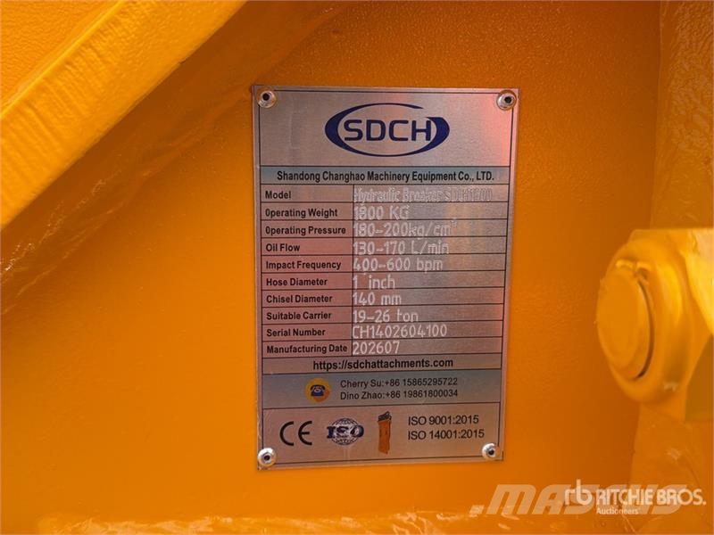 SDCH 1400 Martillo Hidraulico (Sin Usar) / Hydraul Hidrauliniai kūjai / Trupintuvai