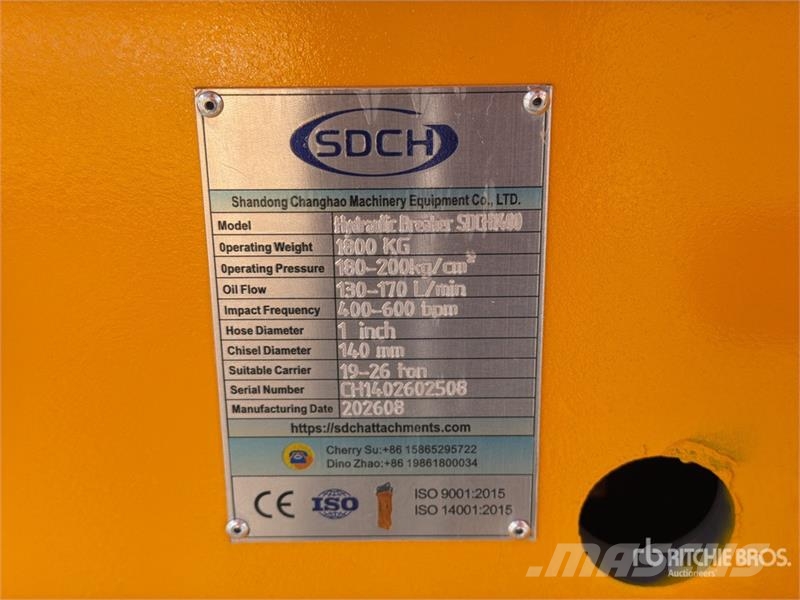 SDCH 1400 Martillo Hidraulico (Sin Usar) / Hydraul Hammers / Breakers